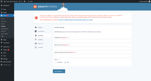WorldPay Business Gateway 350 Gateway for Gravity Forms