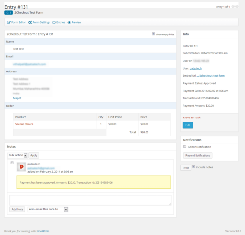 2Checkout (now Verifone) Gateway for Gravity Forms