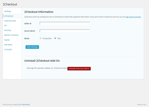 2Checkout (now Verifone) Gateway for Gravity Forms