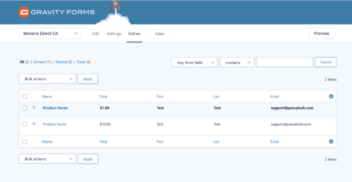 Moneris Direct CA Payment Gateway for Gravity Forms