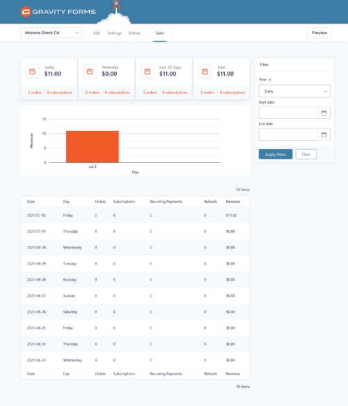 Moneris Direct CA Payment Gateway for Gravity Forms