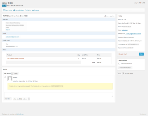 PSiGate Direct Payment Gateway for Gravity Forms