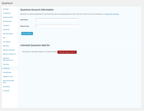 Quantum Payment Gateway for Gravity Forms