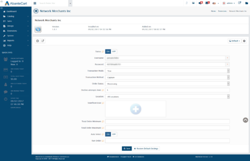 Network Merchants Inc Gateway for AbanteCart