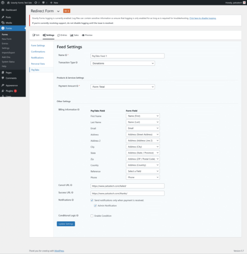 PayTabs Gateway for Gravity Forms