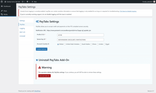 PayTabs Gateway for Gravity Forms