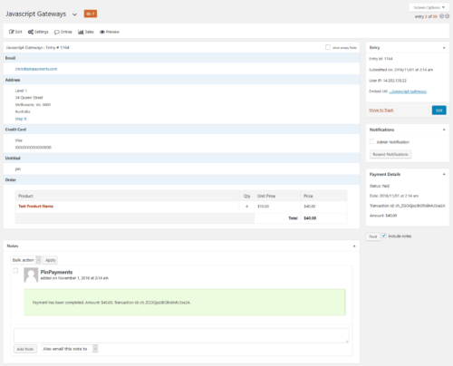 Pin Payments Gateway for Gravity Forms