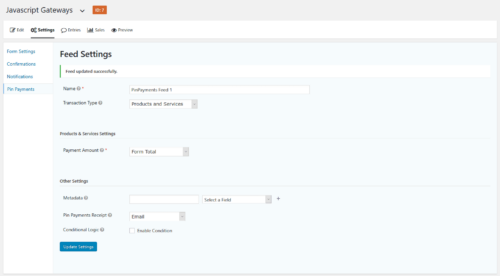 Pin Payments Gateway for Gravity Forms