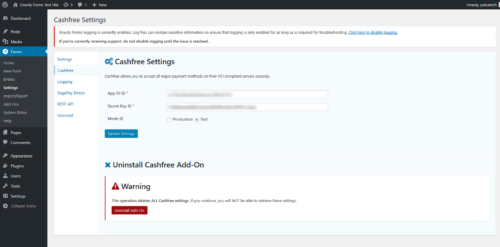 Cashfree Gateway for Gravity Forms