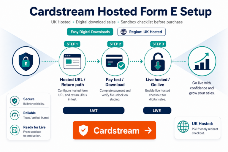 Featured image: Cardstream Hosted Form for Easy Digital Downloads: setup, sandbox tests, and purchase checklist